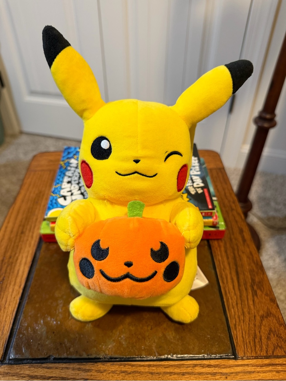 Pokemon Yellow Pikachu Plush with Orange Pumpkin